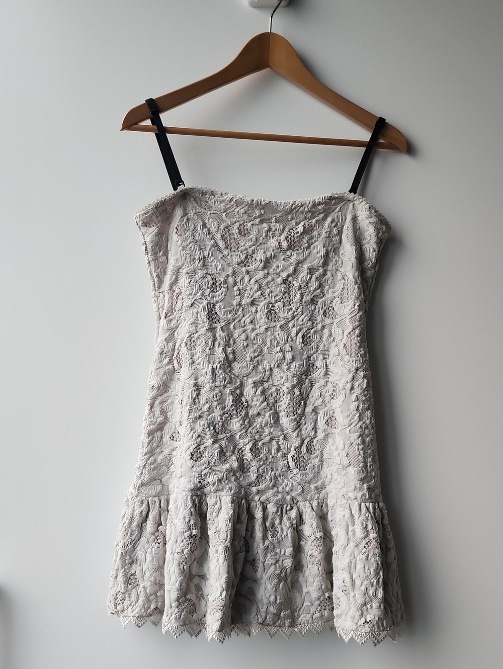 The Kooples Knit Lace Stretch Spaghetti Strap Mini Body Con Drerss